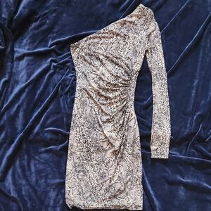 Guess One-Shoulder Animal Print Dress